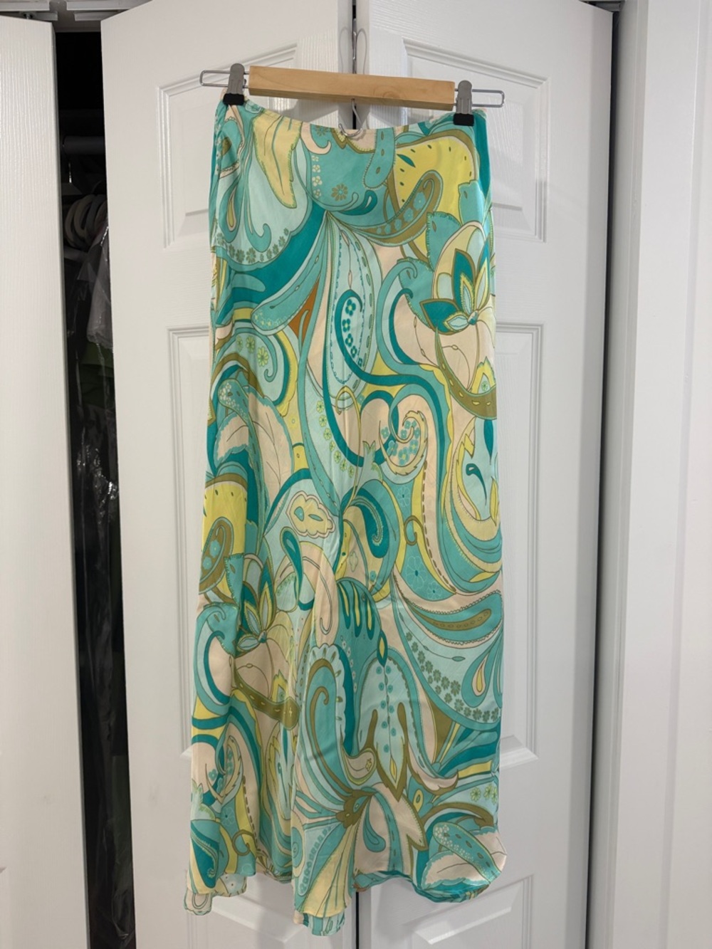 Flowy Colorful Paisley Silky Maxi Skirt